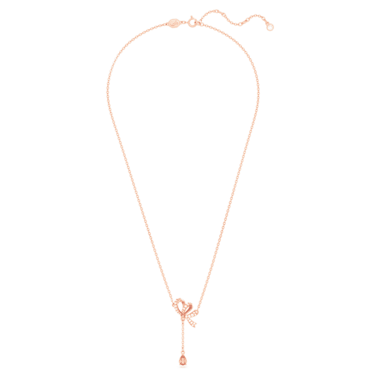 Hyperbola Y pendant, Bow, Pink, Rose gold-tone plated by SWAROVSKI