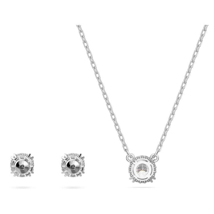 Stilla set, Round cut, White, Rhodium plated by SWAROVSKI