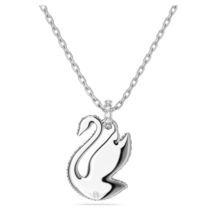 Swan pendant, Swan, Medium, White, Rhodium plated by SWAROVSKI