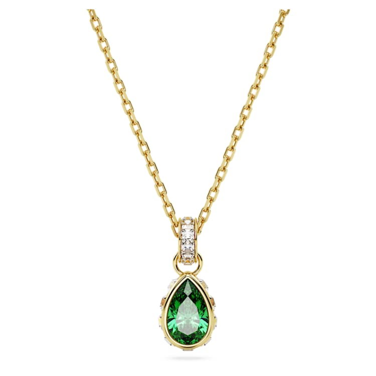 Chroma pendant, Pear cut, Green, Gold-tone plated by SWAROVSKI