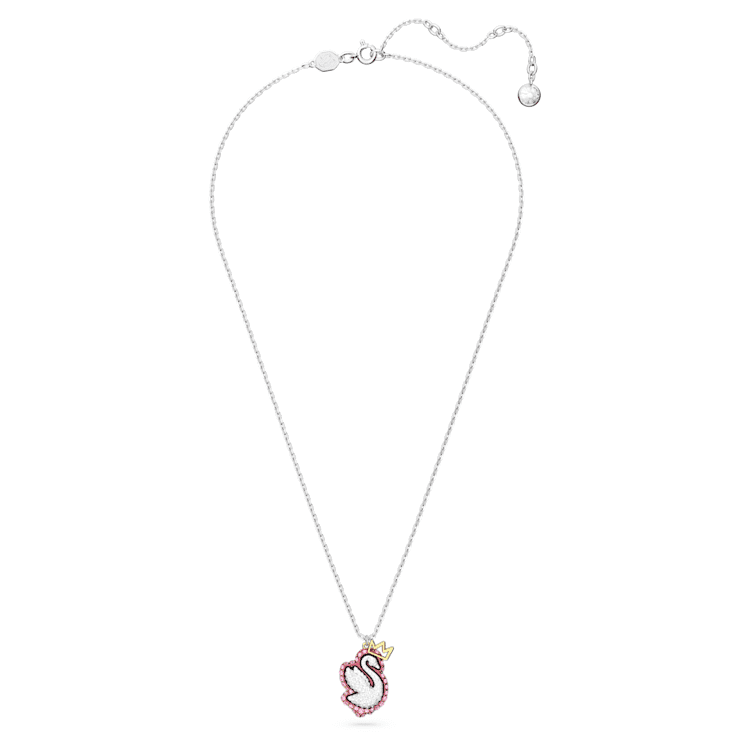 Swan pendant, Swan, Pink, Rhodium plated by SWAROVSKI