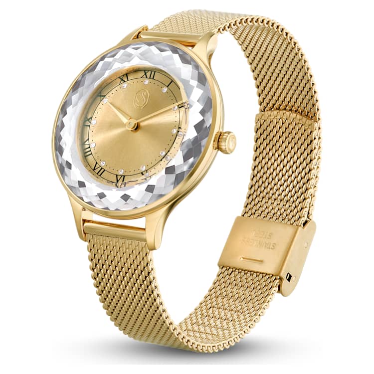 Octea Nova watch, Swiss Made, Metal bracelet, Gold tone, Gold-tone finish by SWAROVSKI