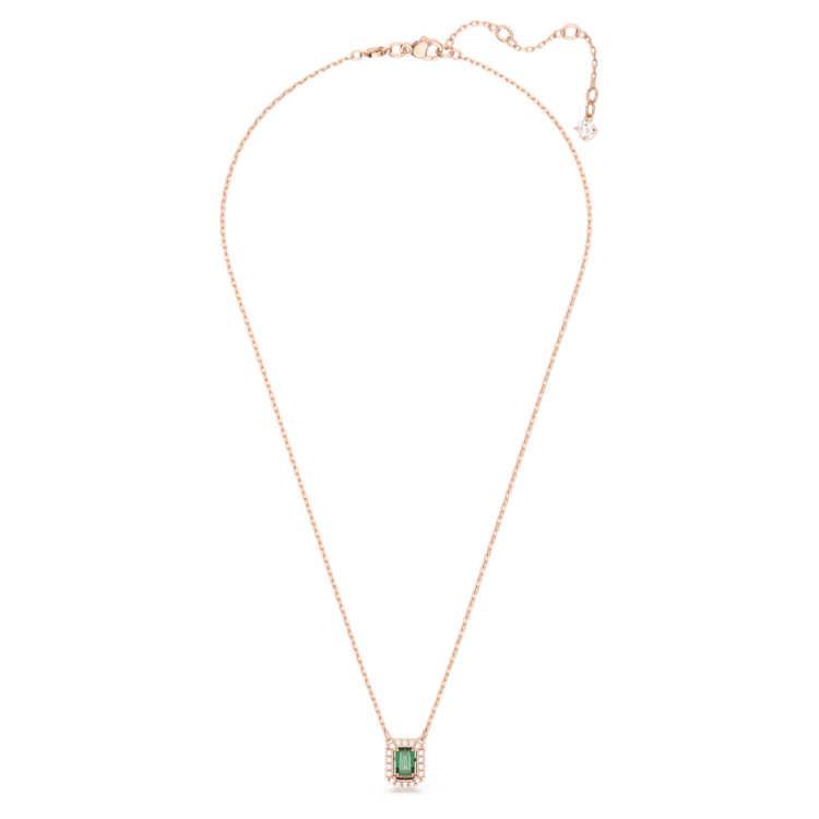 Una necklace, Octagon cut, Green, Rose gold-tone plated by SWAROVSKI