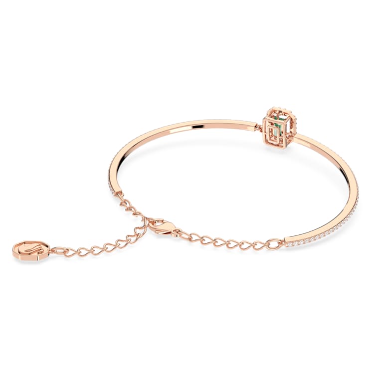 Una bangle, Octagon cut, Pavé, Green, Rose gold-tone plated by SWAROVSKI