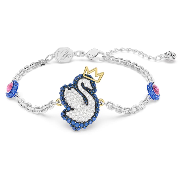 Swan bracelet, Swan, Blue, Rhodium plated by SWAROVSKI