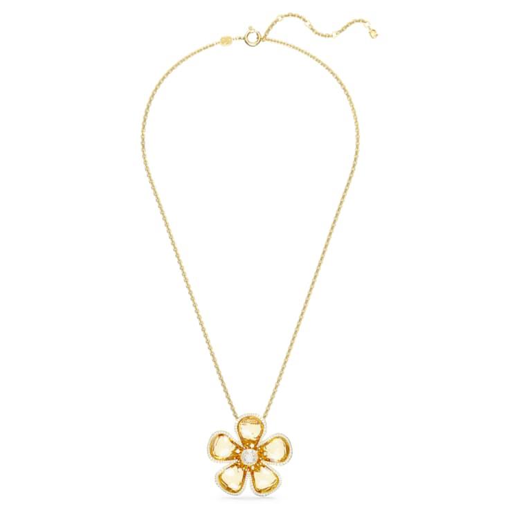 Idyllia pendant, Flower, Large, Yellow, Gold-tone plated by SWAROVSKI