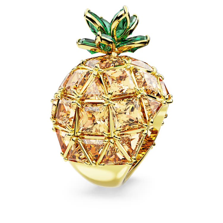 Idyllia cocktail ring, Pineapple, Multicoloured, Gold-tone plated by SWAROVSKI