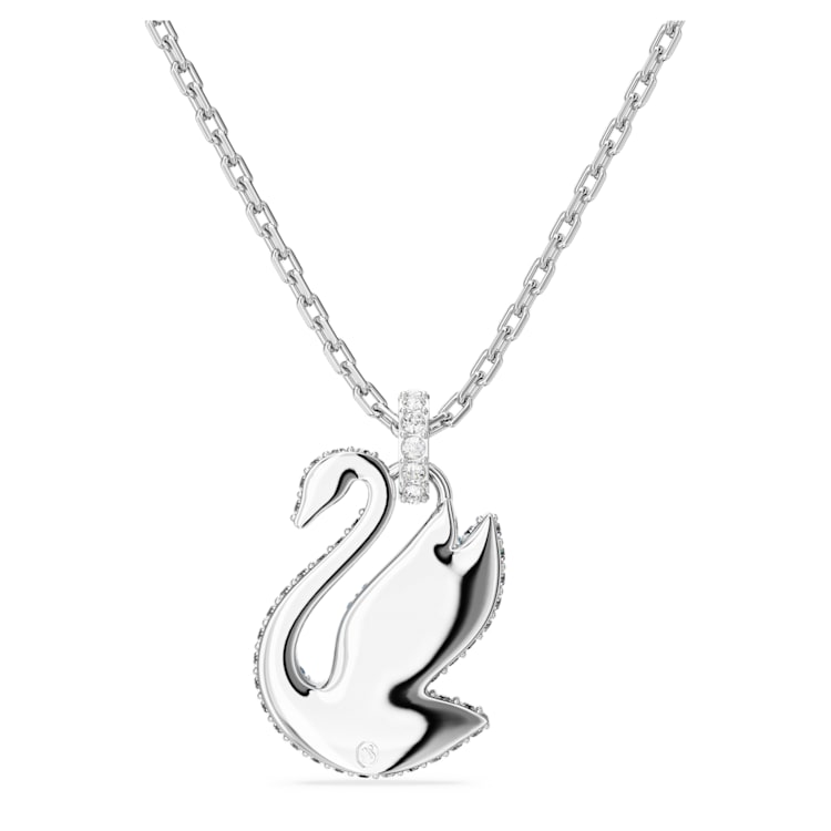 Swan pendant, Swan, Medium, Blue, Rhodium plated by SWAROVSKI