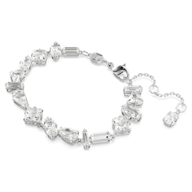 Mesmera bracelet, Mixed cuts, White, Rhodium plated by SWAROVSKI