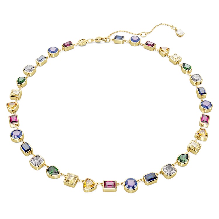 Imber Tennis necklace, Mixed cuts, Multicoloured, Gold-tone plated by SWAROVSKI