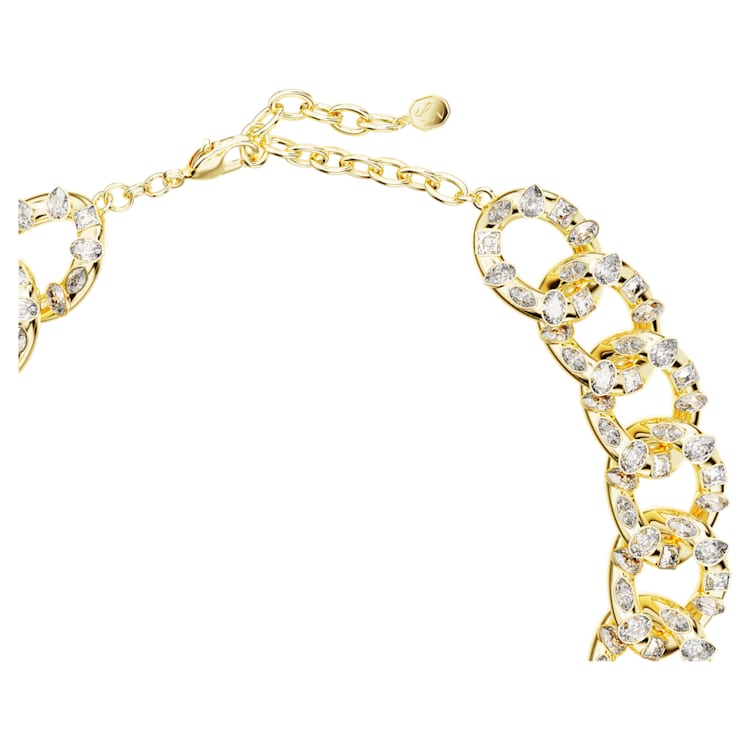 Imber necklace, Statement, Mixed cuts, Large, White, Gold-tone plated by SWAROVSKI