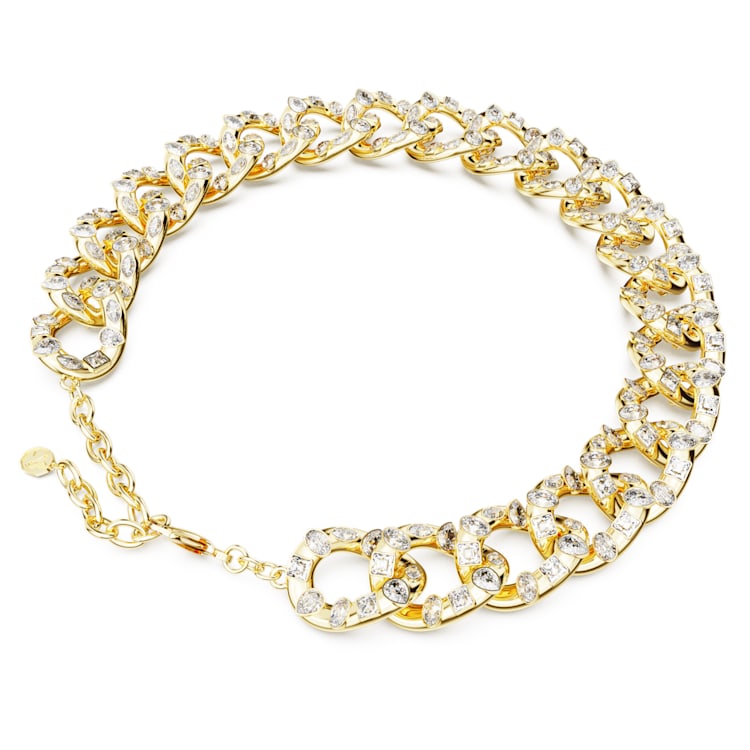 Imber necklace, Statement, Mixed cuts, Large, White, Gold-tone plated by SWAROVSKI