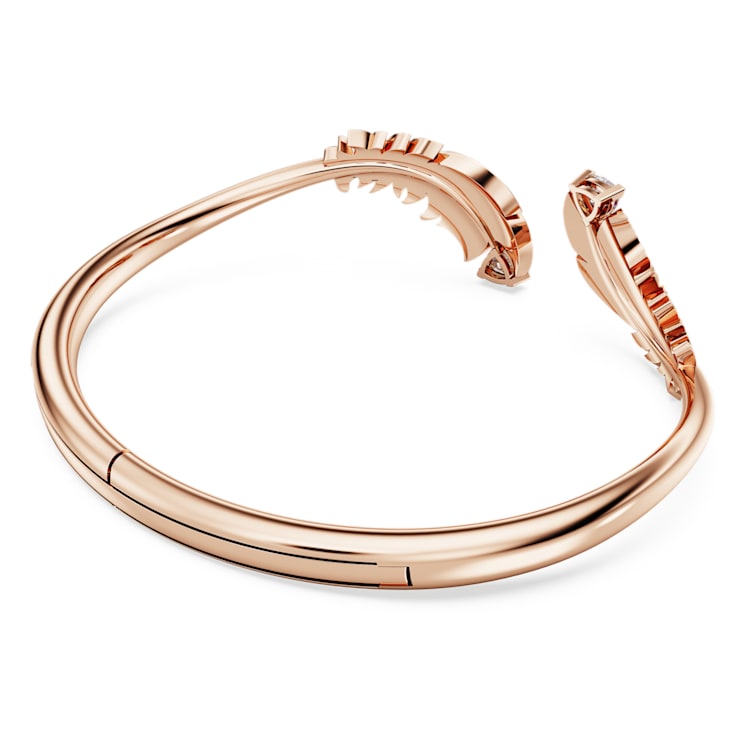 Idyllia bangle, Feather, White, Rose gold-tone plated by SWAROVSKI