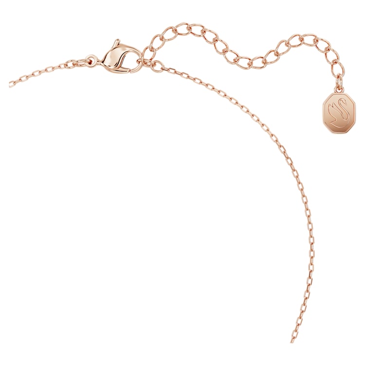 Idyllia pendant, Feather, White, Rose gold-tone plated by SWAROVSKI