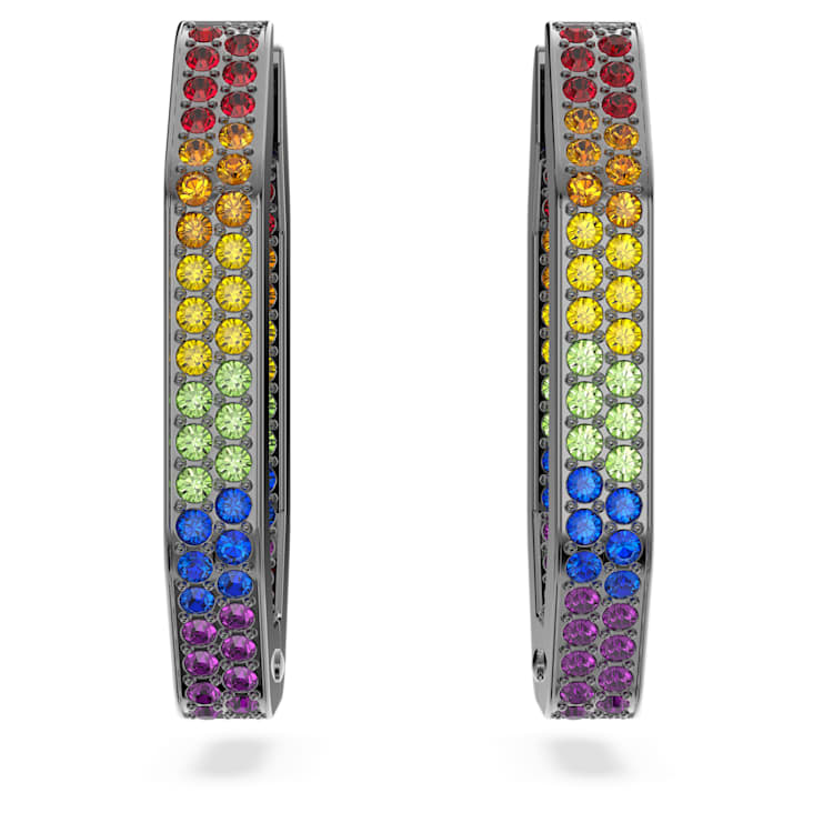 Dextera hoop earrings, Octagon shape, Multicoloured, Ruthenium plated by SWAROVSKI