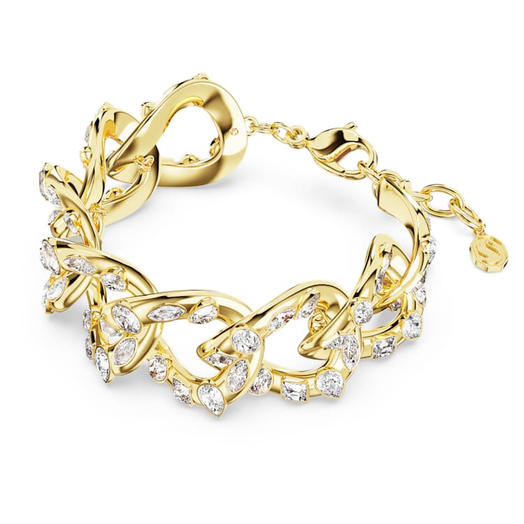 Imber bracelet, Statement, Mixed cuts, White, Gold-tone plated by SWAROVSKI