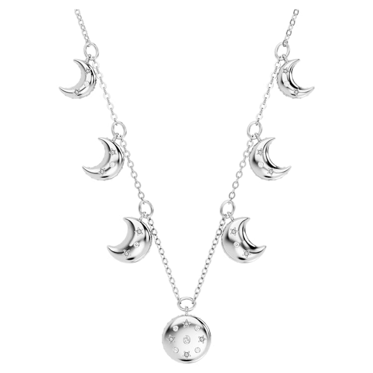 Sublima choker, Moon, White, Rhodium plated by SWAROVSKI