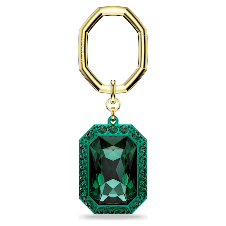 Key ring, Octagon cut, Green, Mixed metal finish by SWAROVSKI