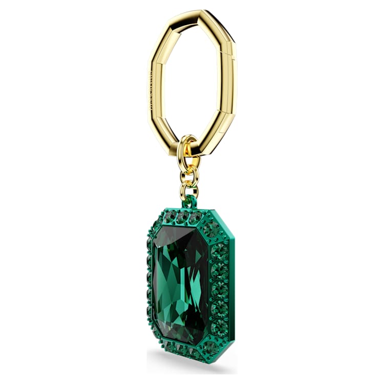 Key ring, Octagon cut, Green, Mixed metal finish by SWAROVSKI