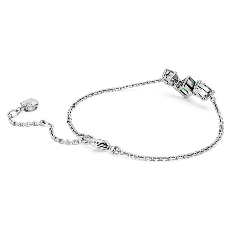 Mesmera bracelet, Mixed cuts, Green, Rhodium plated by SWAROVSKI