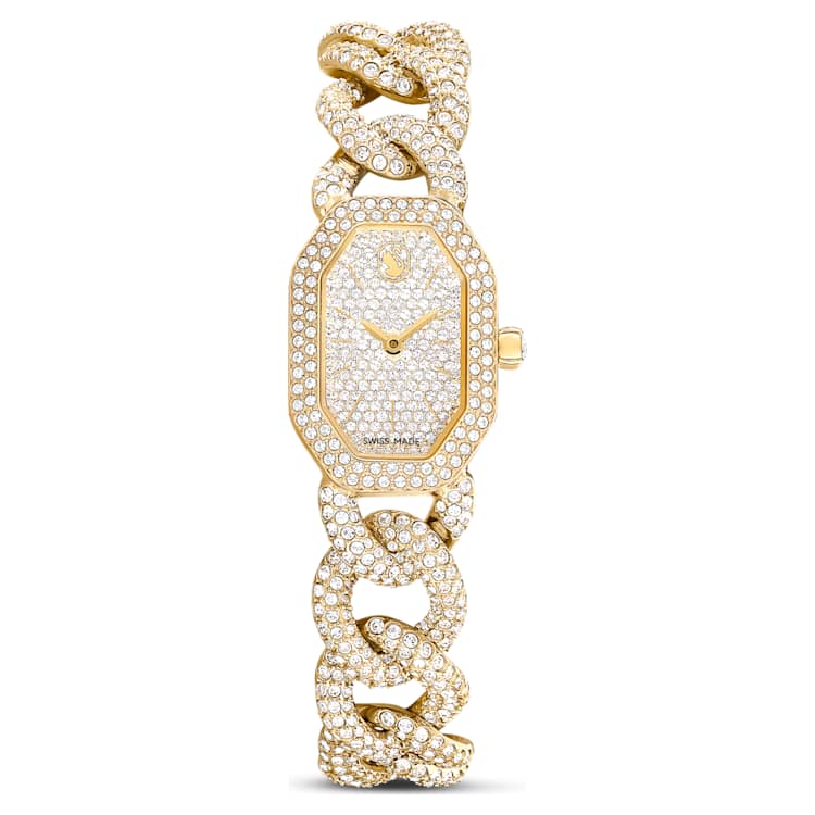 Dextera Chain watch, Swiss Made, Crystal bracelet, Gold tone, Gold-tone finish by SWAROVSKI