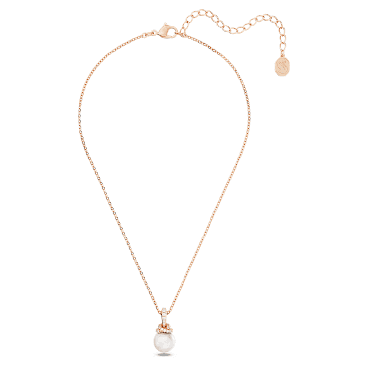 Originally pendant, Crystal pearl, White, Rose gold-tone plated by SWAROVSKI