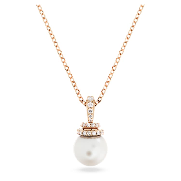 Originally pendant, Crystal pearl, White, Rose gold-tone plated by SWAROVSKI