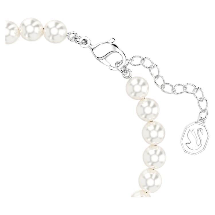 Swa Remix strand, Crystal pearl, White, Rhodium plated by SWAROVSKI