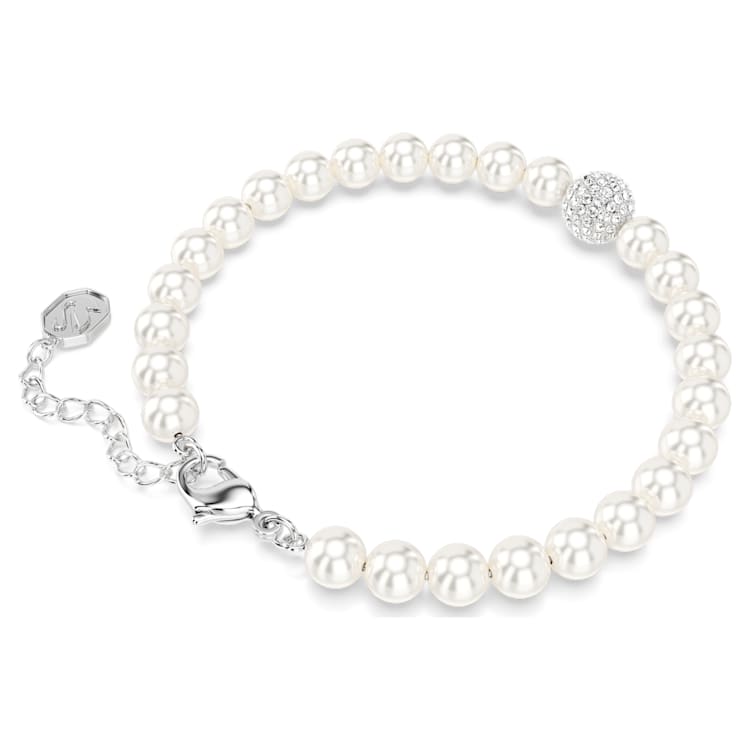 Swa Remix strand, Crystal pearl, White, Rhodium plated by SWAROVSKI