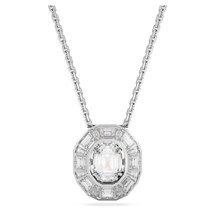 Mesmera pendant, Octagon cut, Small, White, Rhodium plated by SWAROVSKI