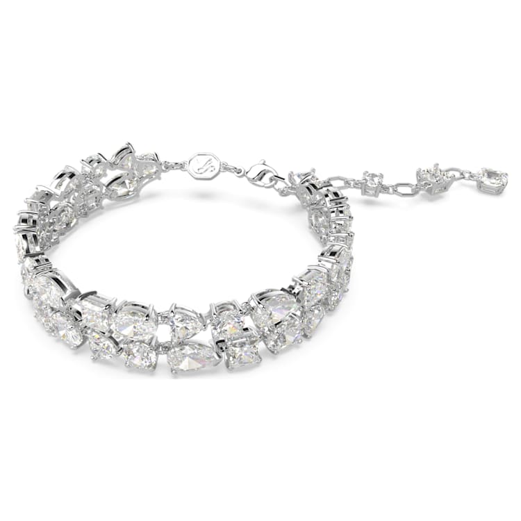 Mesmera bracelet, Mixed cuts, White, Rhodium plated by SWAROVSKI