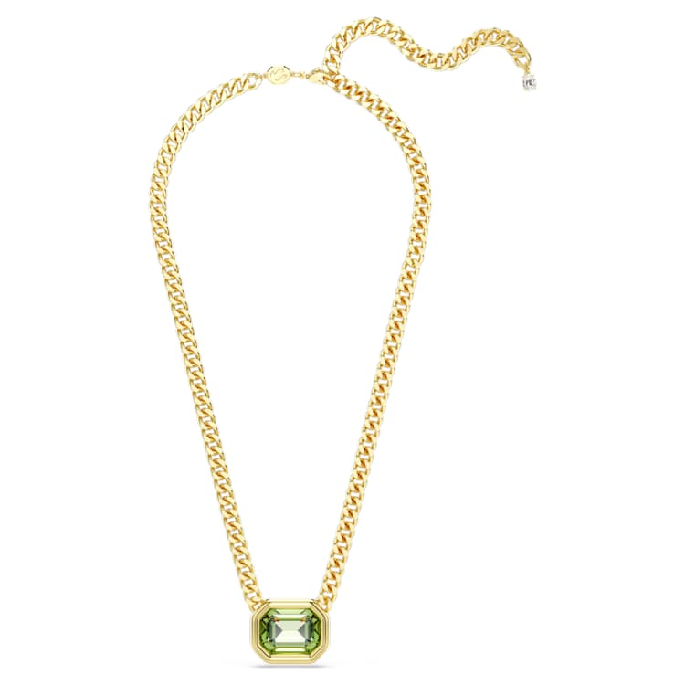 Imber pendant, Octagon cut, Green, Gold-tone plated by SWAROVSKI