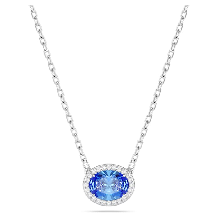 Una Angelic necklace, Oval cut, Blue, Rhodium plated by SWAROVSKI