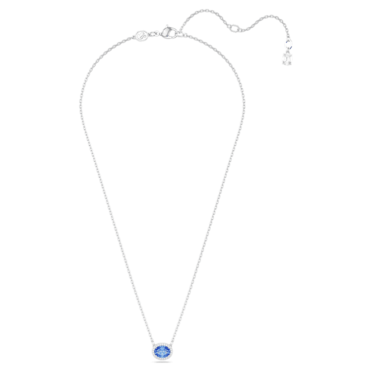 Una Angelic necklace, Oval cut, Blue, Rhodium plated by SWAROVSKI