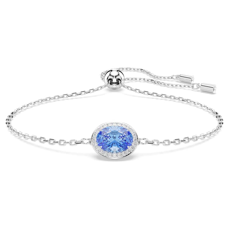 Una Angelic bracelet, Oval cut, Blue, Rhodium plated by SWAROVSKI