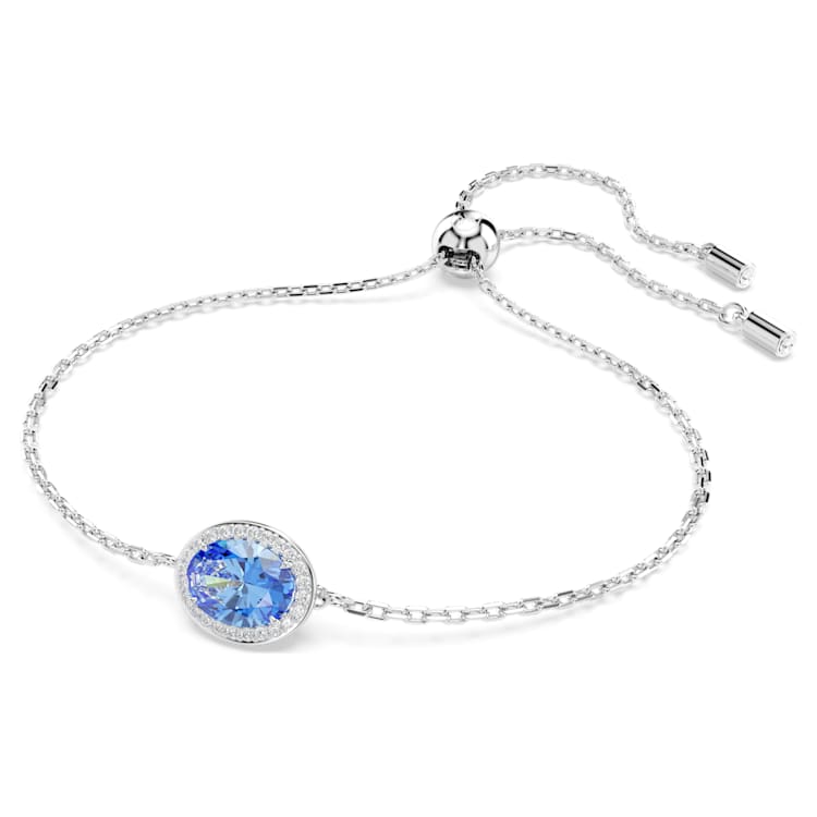 Una Angelic bracelet, Oval cut, Blue, Rhodium plated by SWAROVSKI