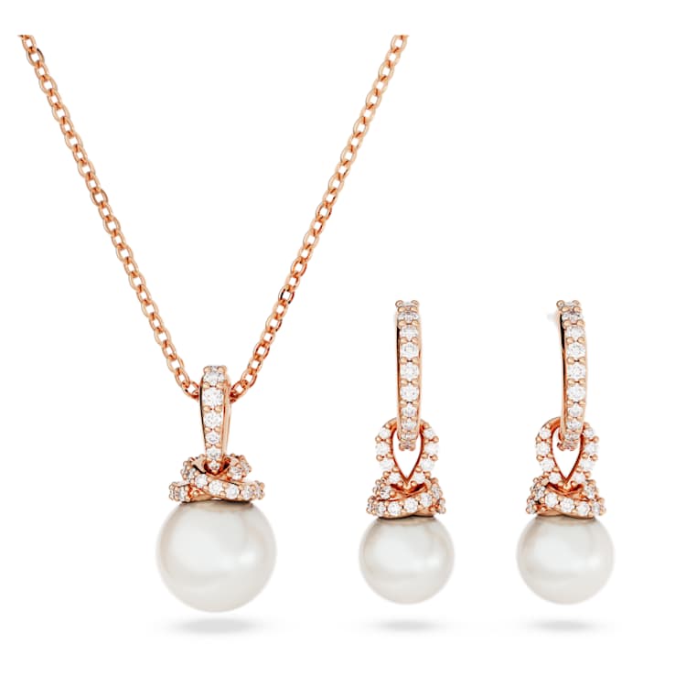 Originally set, Crystal pearl, White, Rose gold-tone plated by SWAROVSKI