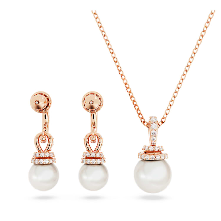 Originally set, Crystal pearl, White, Rose gold-tone plated by SWAROVSKI