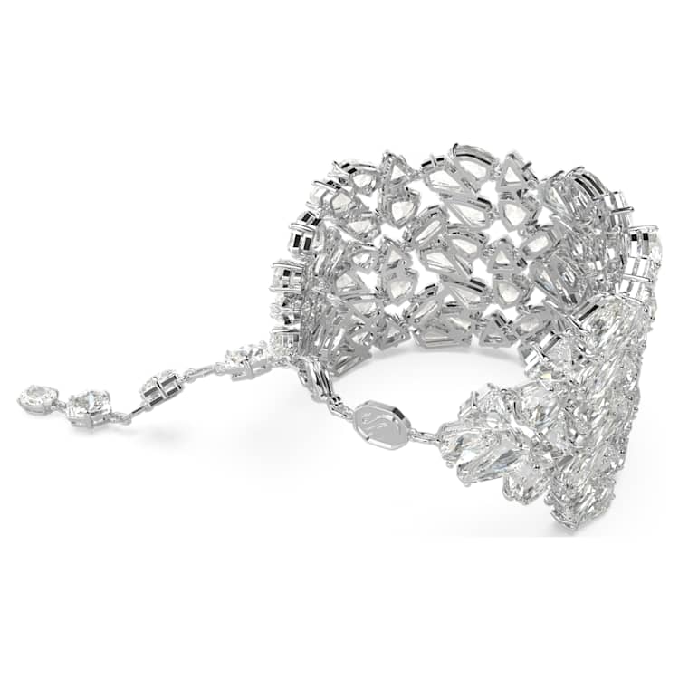 Mesmera wide bracelet, Mixed cuts, White, Rhodium plated by SWAROVSKI