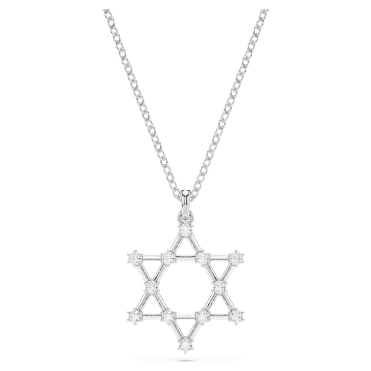 Insigne pendant, Round cut, Star, White, Rhodium plated by SWAROVSKI