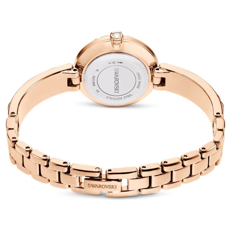 Matrix Bangle watch, Swiss Made, Crystal bracelet, Rose gold tone, Rose gold-tone finish by SWAROVSKI