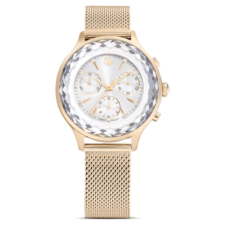 Nova Chrono watch, Swiss Made, Metal bracelet, Gold tone