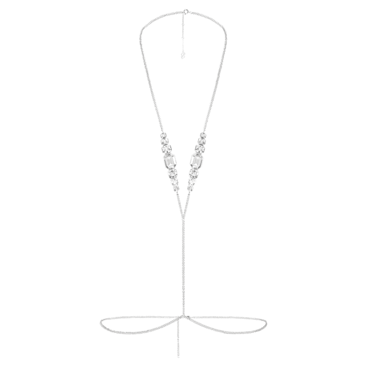 Swarovski x SKIMS body chain, Mixed cuts, V-shape, White, Stainless steel by SWAROVSKI