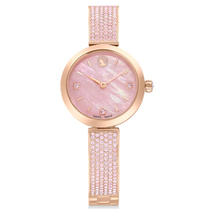 Illumina watch, Swiss Made, Crystal bracelet, Pink, Rose gold-tone finish by SWAROVSKI