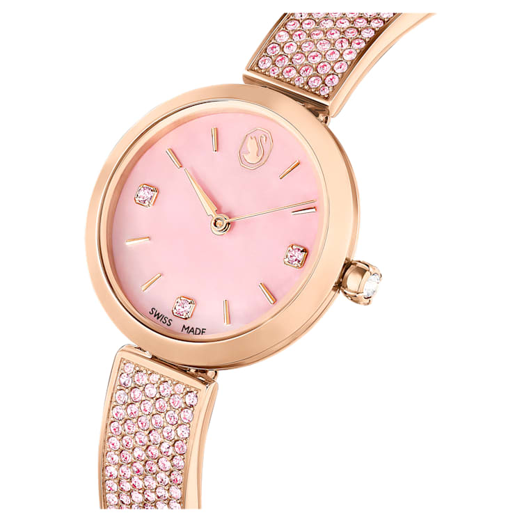 Illumina watch, Swiss Made, Crystal bracelet, Pink, Rose gold-tone finish by SWAROVSKI