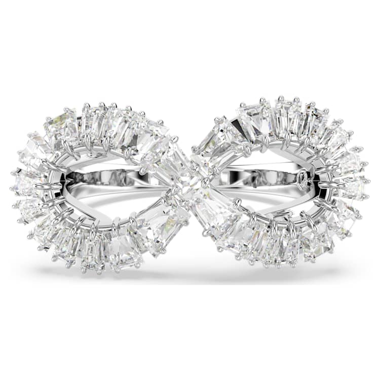 Hyperbola cocktail ring, Infinity, White, Rhodium plated by SWAROVSKI