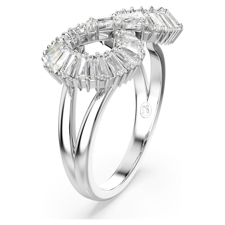 Hyperbola cocktail ring, Infinity, White, Rhodium plated by SWAROVSKI