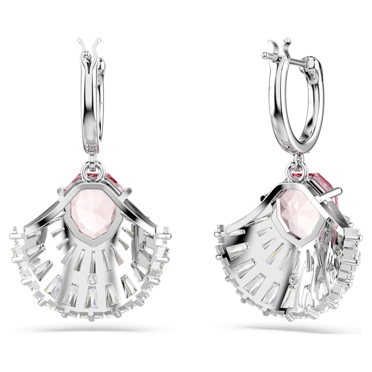 Idyllia drop earrings, Shell, Pink, Rhodium plated by SWAROVSKI