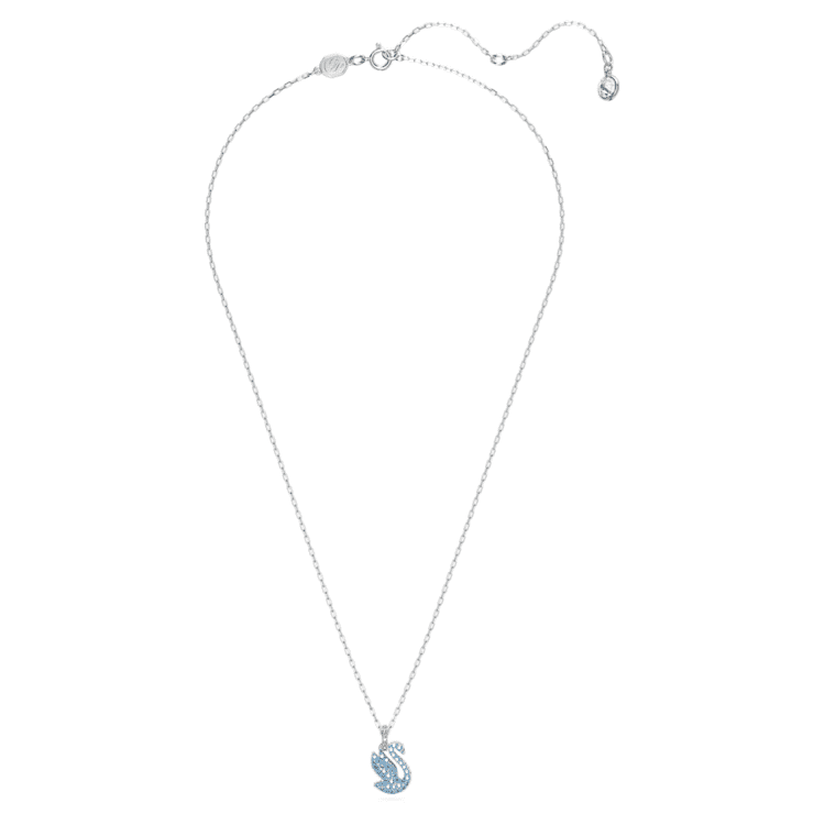 Swan pendant, Swan, Small, Blue, Rhodium plated by SWAROVSKI