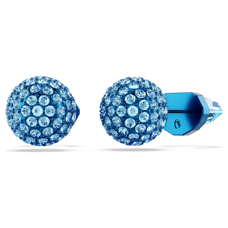 Lucent stud earrings, Pavé, Ball, Blue, Blue finish by SWAROVSKI